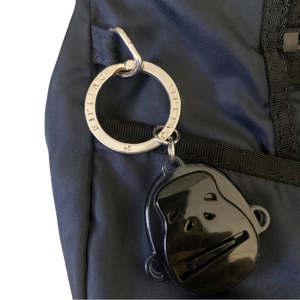 Kipling Navy Blue Crossbody Crescent Bag Nylon Monkey Messenger Travel Casual - Picture 3 of 9